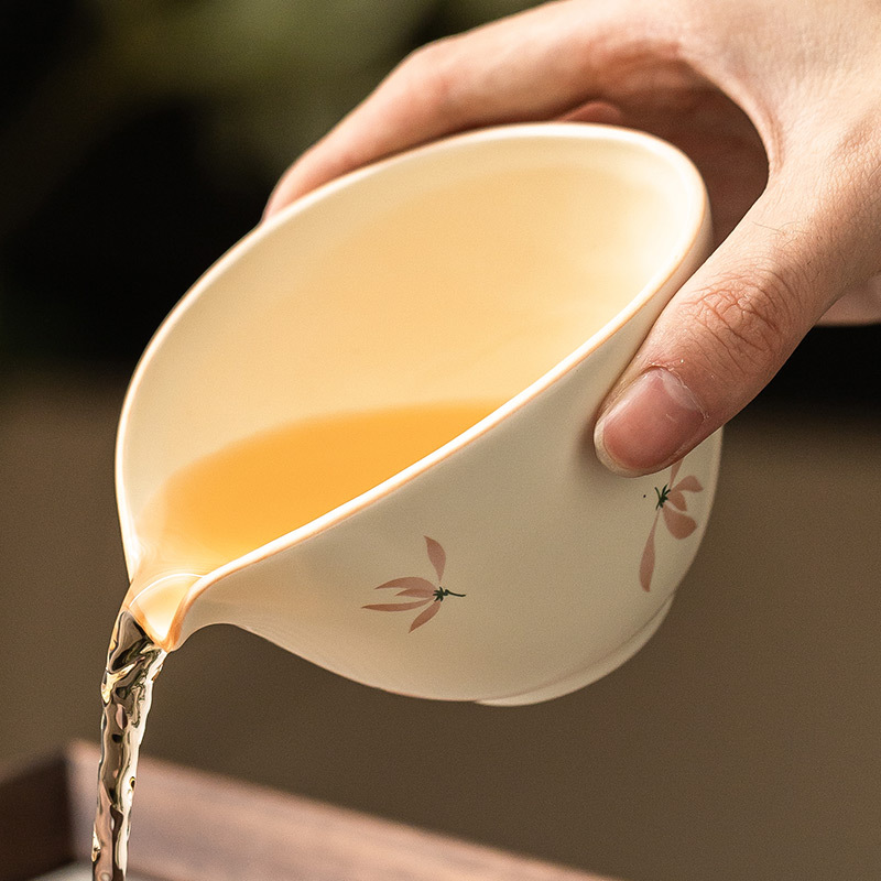 Cốc đường bằng hoa lan tráng men màu vàng trà biển phụ kiện bộ trà gốm sứ văn phòng gia dụng dụng cụ chia trà cốc công trà công viên cốc đồng phục