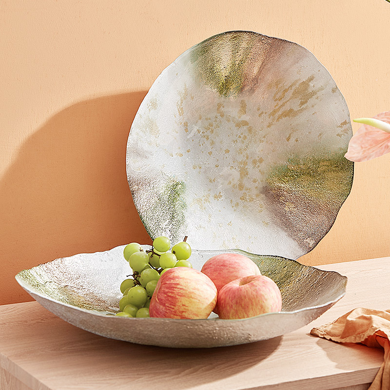 Đĩa trái cây mạ màu ARDACAM dùng cho nhà ở và khách sạn, đĩa đựng thức ăn lạnh, bát trái cây thủy tinh hiện đại đơn giản, lớn, dùng để đựng hoa quả khô và rau củ