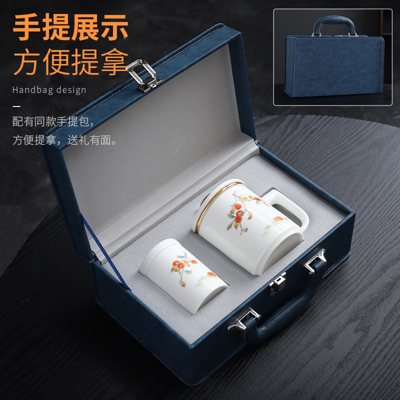 Cốc Trà Tách trà Ngọc Bích Có Nắp Cốc văn phòng chuyên dụng cá nhân cao cấp cốc nước sứ trắng hộp quà tặng