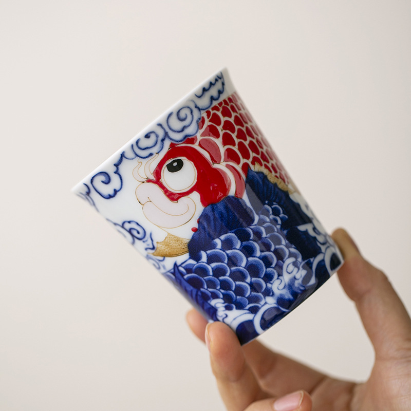 Cốc sứ ngọc bích mỡ cá rồng Nafu, bộ trà gốm sứ, tách trà, tách đều, bán buôn phụ kiện trà đạo biển trà đơn