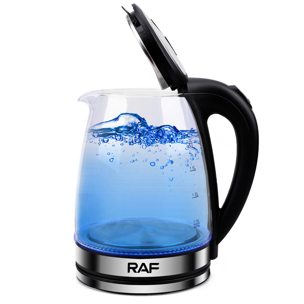 Ấm đun nước điện thủy tinh borosilicate cao kéo Ấm đun nước chống bỏng bằng thép không gỉ Tự động ngắt điện gia dụng