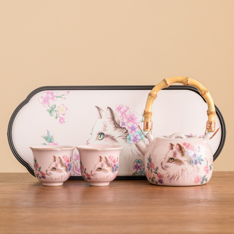 Ấm trà nhỏ bằng gốm sứ Lễ hội tre ấm trà trà gia dụng kiểu Trung Quốc ấm trà Kung Fu