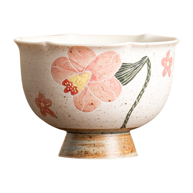 Cốc chủ nhân cao cấp, cốc miệng hoa sừng được chạm khắc bằng bột, cốc trà Kung Fu, bộ trà nữ gốm sứ, cốc trà cỡ lớn