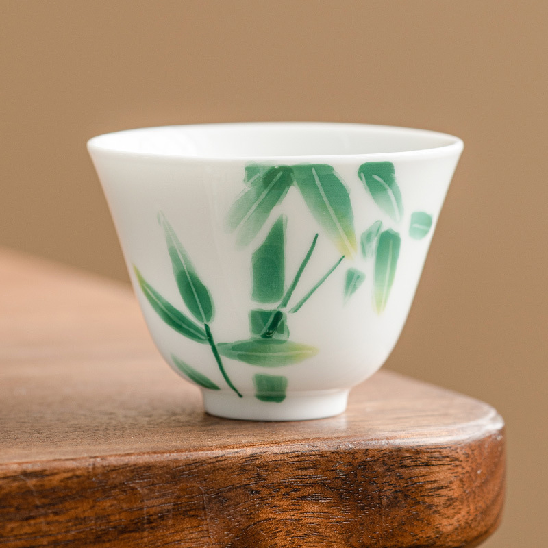 Cốc trà vẽ tay, cốc trà, cốc trà, sứ trắng Đức Hoa, cốc cao cấp, cốc trà gốm sứ gia dụng, cốc đặc biệt uống trà
