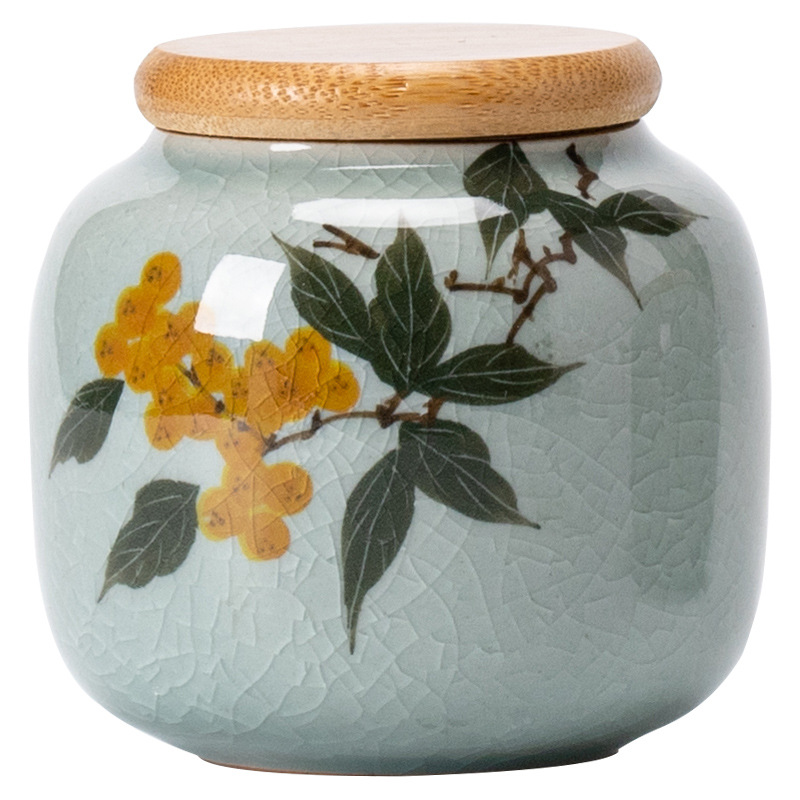 Bình trà borneol Ru Kiln bình gốm sứ mini cầm tay nhỏ bình đựng trà xanh đỏ Pu'er bình rỗng