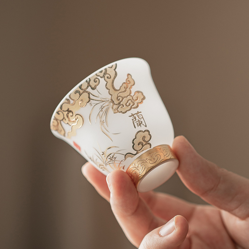 Bộ tách trà bốn quý ông bằng sứ đá vàng, mận, lan, trúc, cúc, cốc chủ nhân, cốc trà gốm sứ, cốc trà, cốc thơm