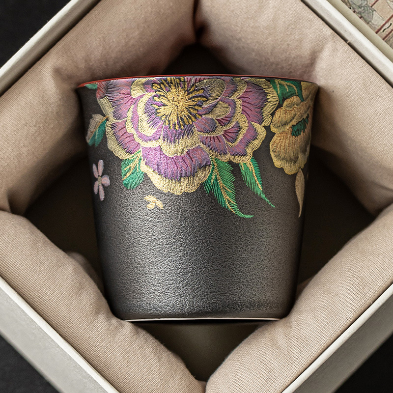 Cốc trà hoa nướng Kesi cốc chủ nhân cao cấp gốm sứ cốc ống thẳng Mohua lộng lẫy cốc uống trà sang trọng nhẹ gia dụng