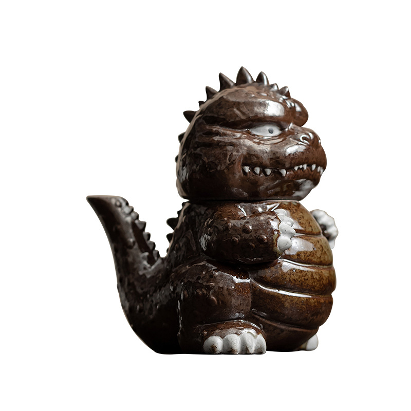 Đồ trang trí ấm trà hình khủng long bùn đá cổ, bộ ấm trà kungfu sáng tạo, đồ trang trí bàn trà kiểu cổ điển Trung Hoa, đồ trang trí lễ trà