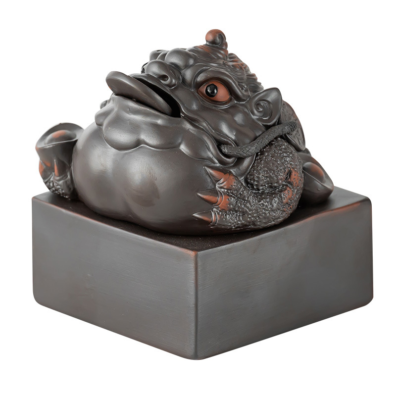 Đồ trang trí thú cưng trà con dấu con cóc vàng gốm tím phong cách Trung Quốc chiêu tài nhập bảo bối Tỳ Hưu trà sư tử chơi trà đạo phụ kiện trà đạo quà tặng trang trí