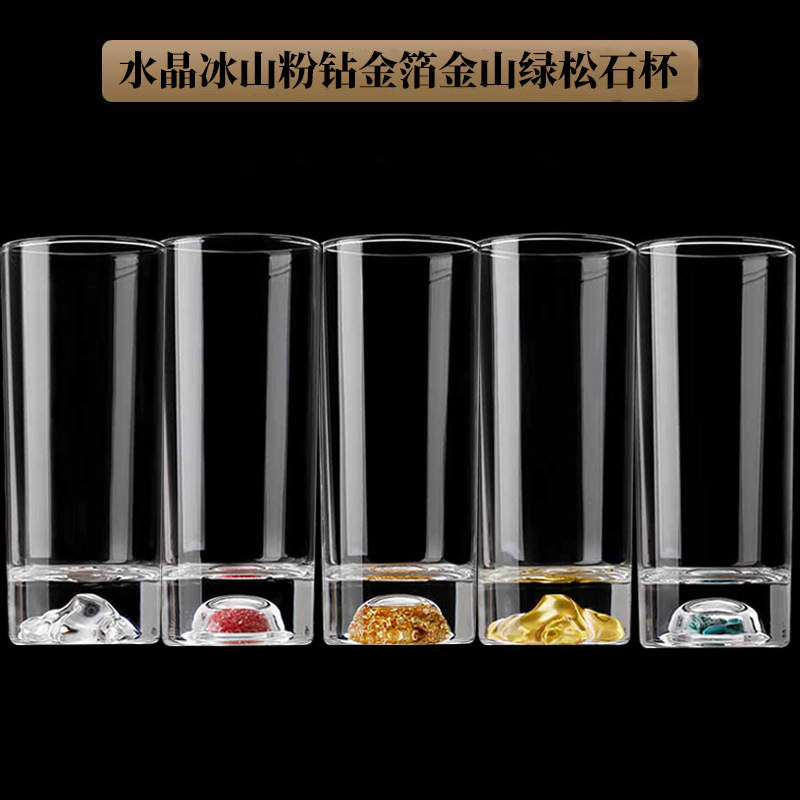 Cốc pha lê vàng lá vàng Kim Sơn cao cấp cốc trà sữa chịu nhiệt dung tích lớn cốc kim cương bột giá trị cao gia dụng