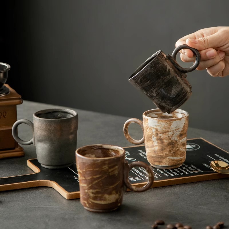 Cốc mug gốm thô kiểu Nhật cốc cà phê cổ điển cá tính cốc ăn sáng gia dụng cốc gốm sứ cốc nước đơn giản giá trị cao