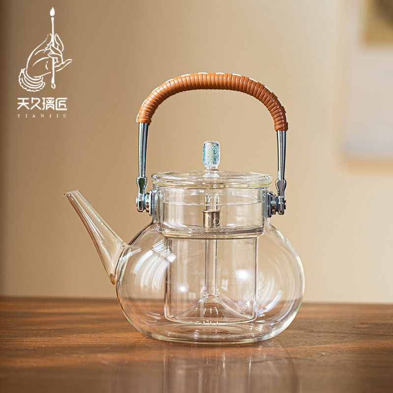 Ấm pha trà thủy tinh Tianjiu Lijiang Ấm pha trà Jingyi Nồi nấu ăn bằng gốm điện chuyên dụng dụng cụ pha trà Ấm thủy tinh chùm nâng