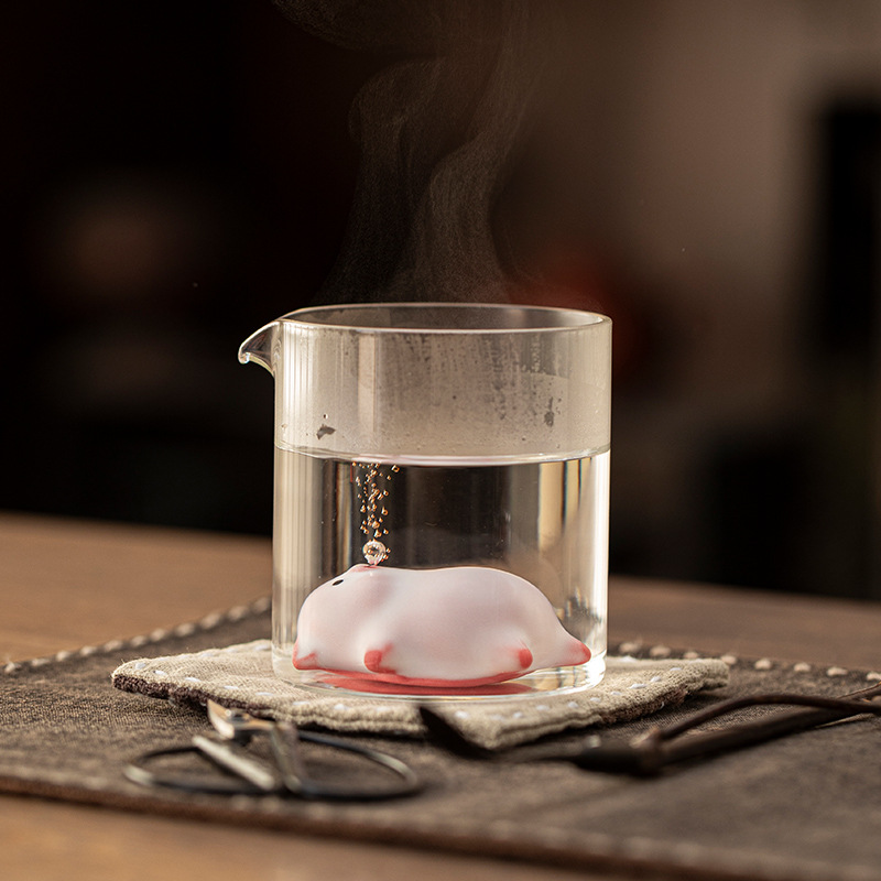 Bộ ấm chén uống trà gốm sứ Ru kiln, chén trà cá nhân, bộ ấm trà Kung Fu, thạch mỡ heo dẹt.