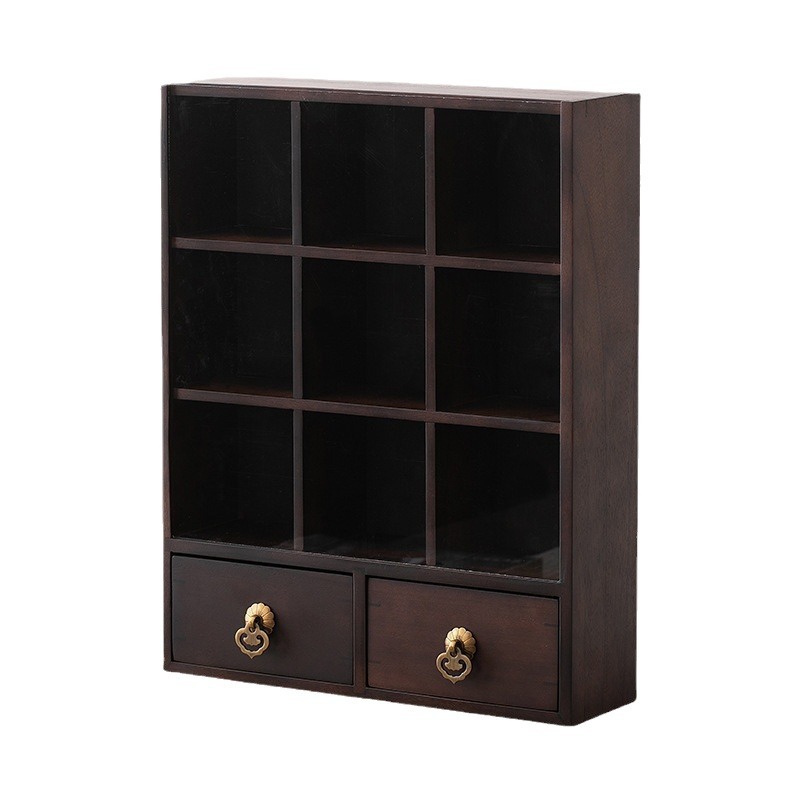 Giá Để Đồ Gỗ Óc Chó Duobao Pavilion Bộ ấm trà nhỏ đồ cổ bằng gỗ rắn Jiugongge Bogu Giá trưng bày Giá để đồ