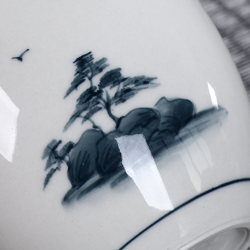 Cốc công cộng tráng men màu vẽ tay màu xám thực vật, trà sứ, bộ trà, phụ kiện bộ trà Kung Fu, bộ trà, bộ tách đồng nhất