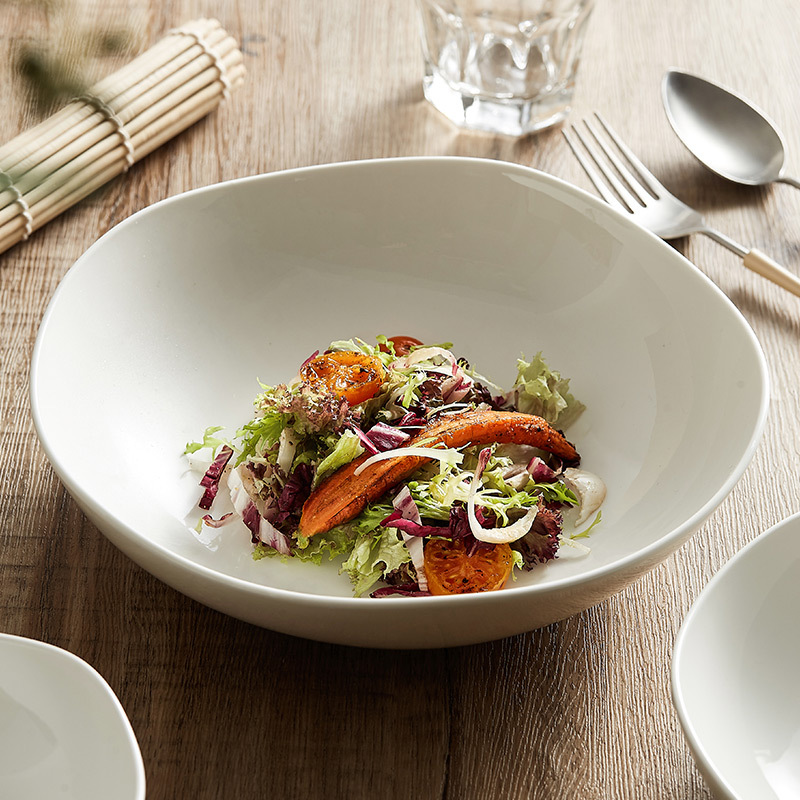 Bát và đĩa sứ Dehua dùng trong nhà, mẫu mới cao cấp 2025, dành cho câu lạc bộ, khách sạn, nhà hàng, bát salad kiểu sóng, bát súp mì kiểu Nhật