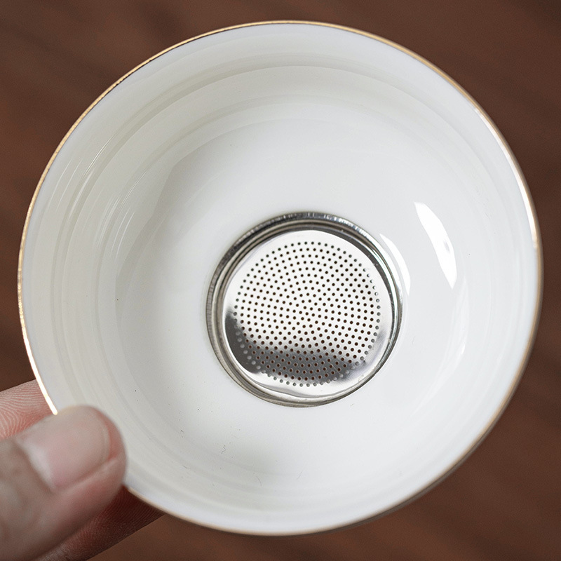 Bộ ấm trà Kung Fu bằng sứ trắng ngọc cừu Bộ chén trà có nắp Gốm sứ gia dụng trọn Bộ hộp quà tặng doanh nhân