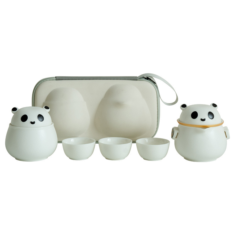 Bộ trà du lịch bằng gốm Sứ Panda Wenchuang Đồng hành Công ty Quà Tặng Hoạt động kinh doanh Hộp quà hàng năm Bộ trà xách tay