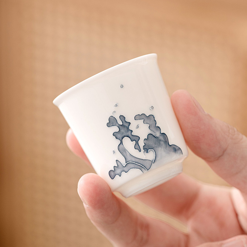 Cốc trà ngọc bích mỡ cừu Đức Hoa cốc trà gốm sứ bộ trà kung fu gia dụng cốc pha trà cốc đơn cốc nhỏ