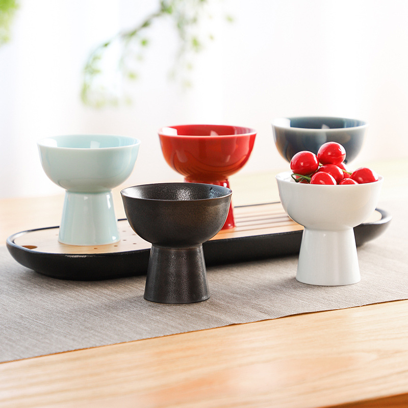 Đĩa giải khát chân cao gốm sứ Mini Đĩa trái cây trà đạo Bộ trà cổ điển Nhật Bản Bát bánh kẹo tráng miệng