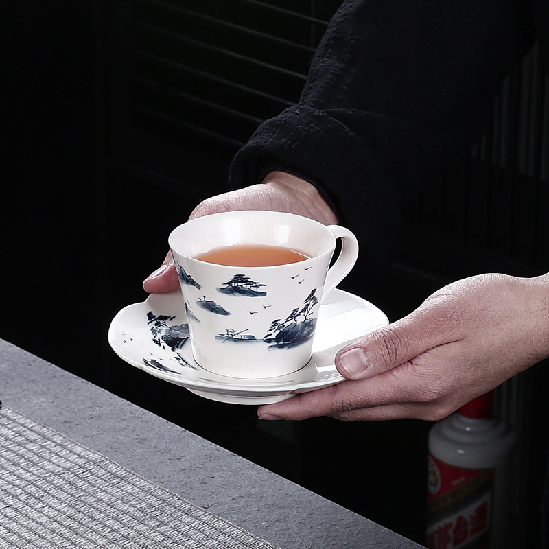 Cốc cà phê vẽ tay cốc nước gốm sứ có giá trị cao tráng men cốc trà chiều gia dụng nữ cốc cà phê cao cấp nhẹ sang trọng