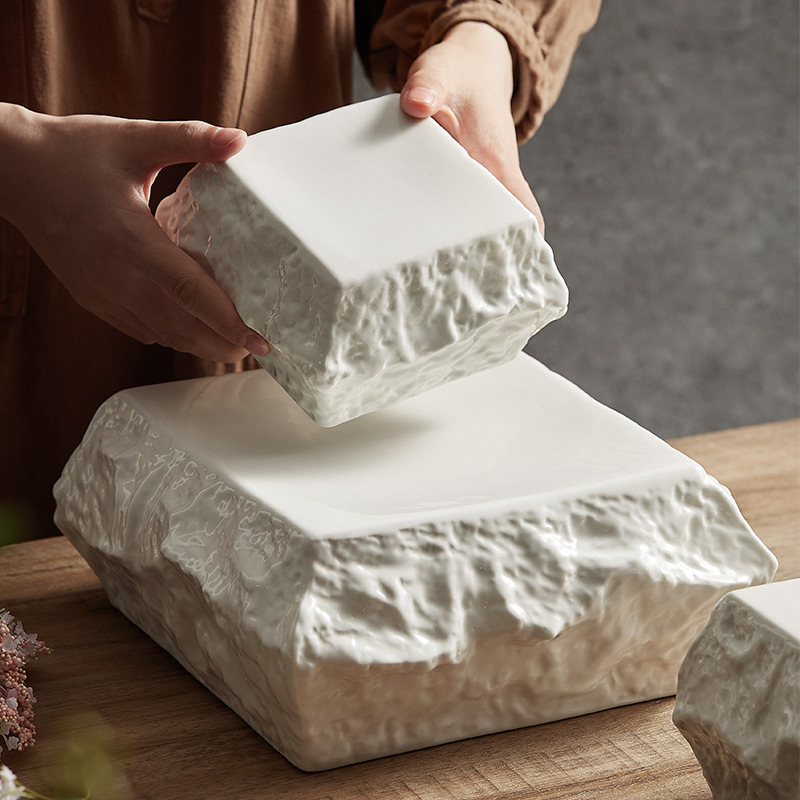 Đĩa hình đá không đều kiểu Nhật, đĩa thực phẩm, nhà hàng khách sạn, câu lạc bộ, đĩa ăn phương Tây, đĩa phẳng, Bộ đồ ăn Nghi Lễ cao cấp