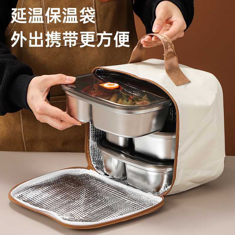 Hộp cơm giữ nhiệt lưới đơn và đôi bằng thép không gỉ Ledi 304 hộp cơm kín hộp cơm dân văn phòng hộp cơm giữ nhiệt di động