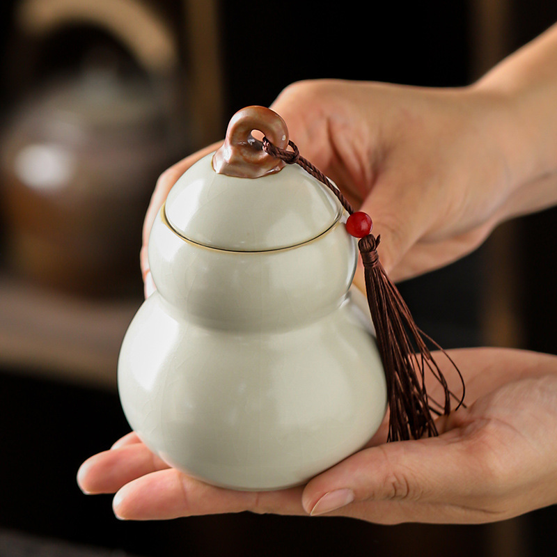 Bình đựng trà gốm sứ Ruyao, bình rỗng, bình nhỏ, bình đựng trà xanh, trà đen gia dụng, bình đựng trà chống ẩm cầm tay