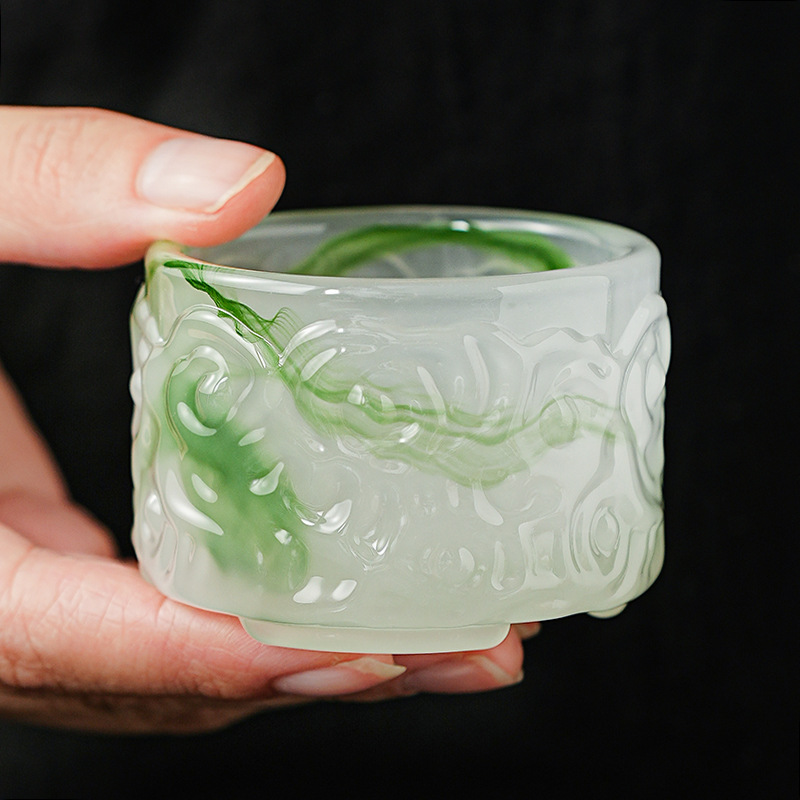 Bộ ấm trà Kung Fu tráng men màu trắng ngọc bích, cốc trà cao cấp sang trọng nhẹ gia dụng mẫu mới 2024, bát pha trà lưu niệm