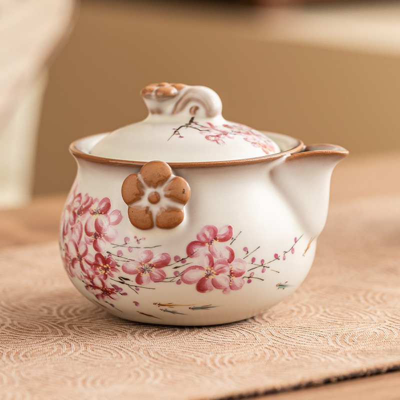 Bình trà Ru Lò đông lạnh mỡ lợn bình trà trà gia dụng hoa mai bình cầm tay bộ trà nữ cao cấp kiểu Trung Quốc