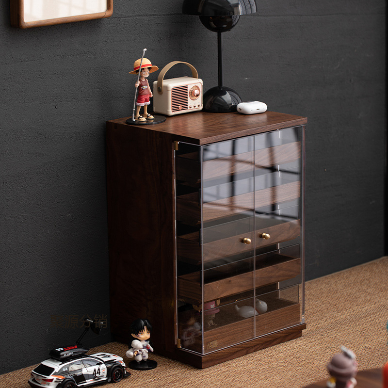 Tủ trà gỗ nguyên khối kiểu Trung Quốc mới, tủ bên, tủ đựng trà, Tủ Đựng Đồ Gỗ Óc Chó Đen, tủ đựng đồ, tủ hiên Gỗ Du già