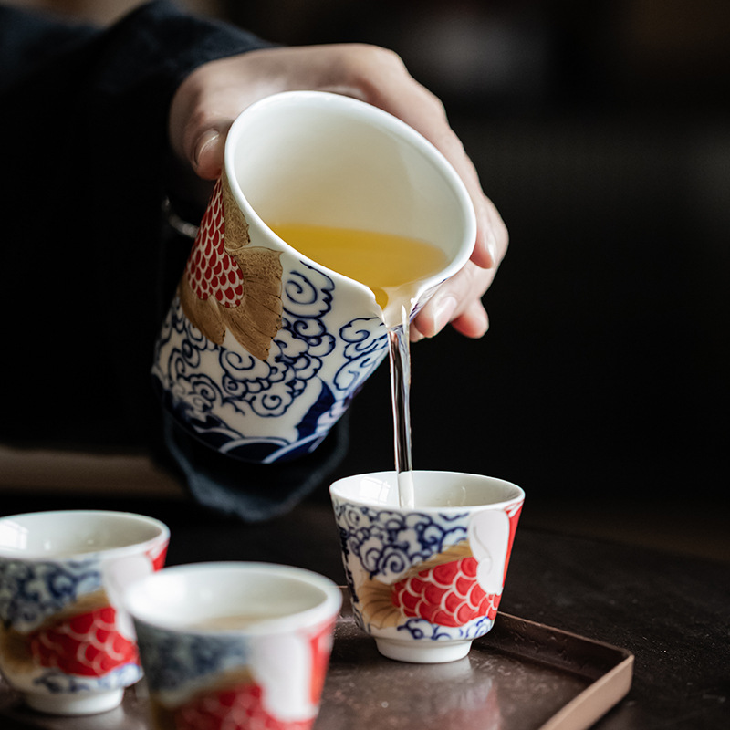 Cốc công tắc cá rồng phong cách Quốc Triều cốc trà Biển đơn tách trà cốc trà đồng nhất Phụ Kiện Bộ trà Kungfu Trung Quốc Cốc gốm sứ