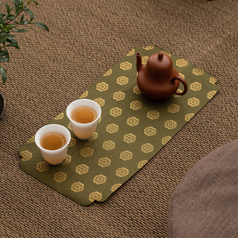 Bàn trà Jacquard cao cấp cổ điển Hai mặt bàn trà phong cách Trung Quốc mới bàn trà vải cotton chống thấm nước phong cách Nhật Zen
