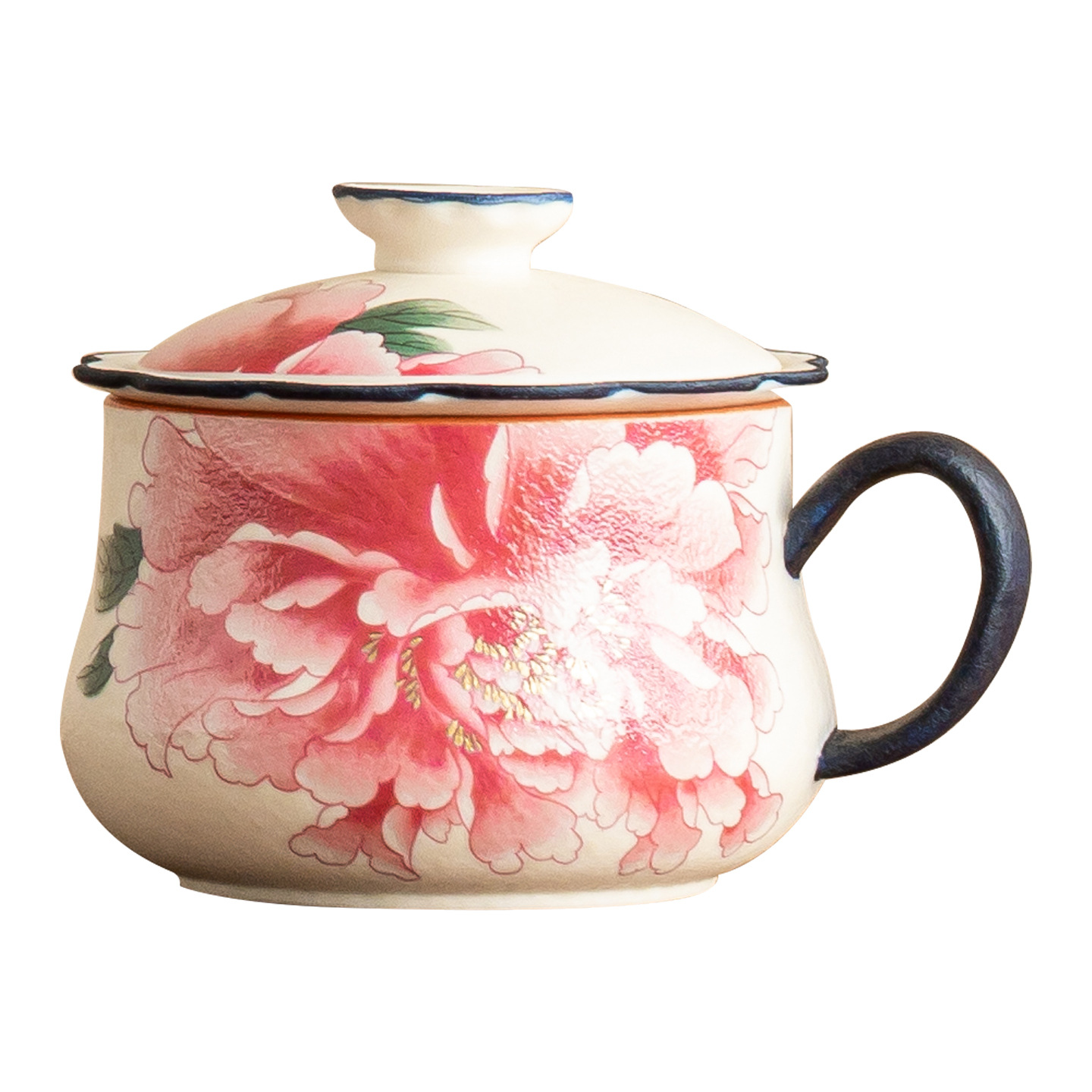 Đá mỏ Baihuakou cá nhân tách trà tách trà cốc pha trà cốc gốm sứ có nắp cốc trà cổ điển tinh tế