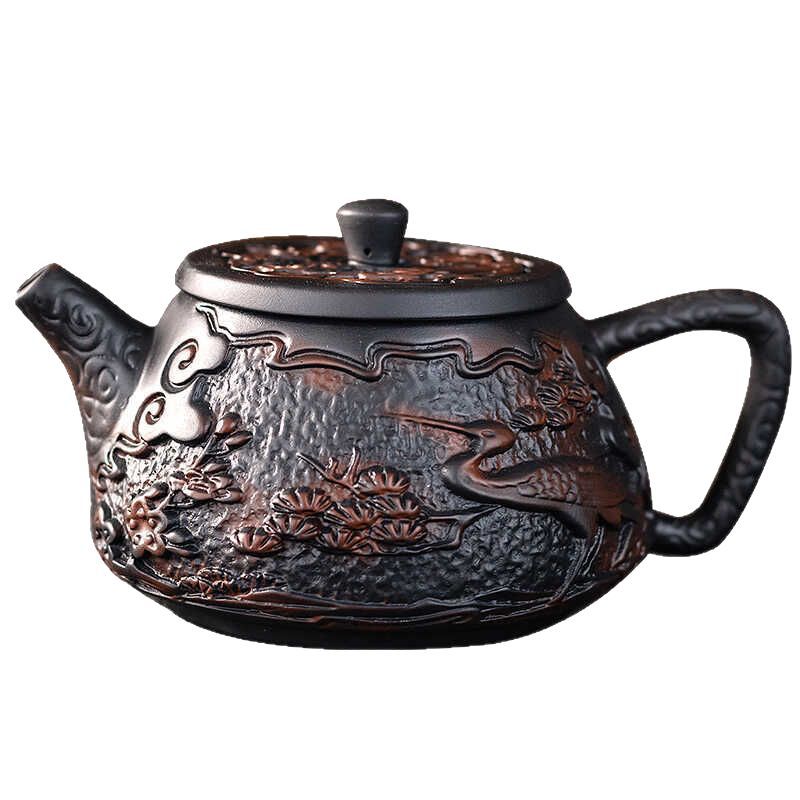 Ấm trà Fengming bằng gốm tím ấm đơn ấm đất sét màu tím nước xây nổi thủ công ấm trà cao cấp Xishi dụng cụ trà Kung Fu ấm cầm tay