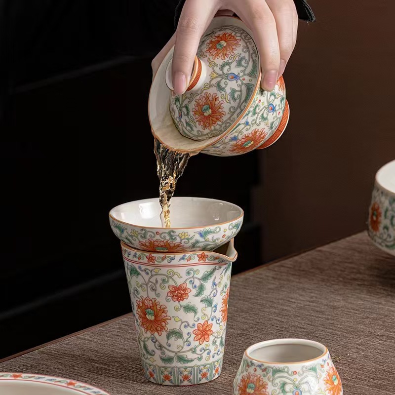 Bộ ấm chén trà Kung Fu men Huayuntang 2025, bộ ấm trà gia dụng mới, sang trọng cao cấp, hộp quà tặng tiện dụng