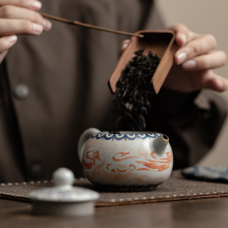 Ấm trà gốm sứ lò nung Đôn Hoàng Feitian XiShi ấm trà gốm sứ lò nung Song Ru ấm trà đơn dung tích lớn