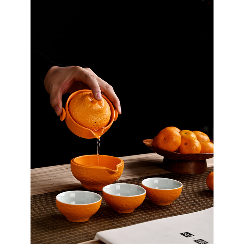 Bộ ấm trà du lịch Dajidi bộ nhỏ bộ ấm trà xách tay ngoài trời một ấm ba cốc cốc nhanh ấm pha trà quà tặng