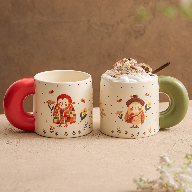 Cốc nước tai to cốc gốm sứ cốc uống nước kiểu nữ giá trị cao cốc cà phê cốc uống nước mùa hè gia dụng