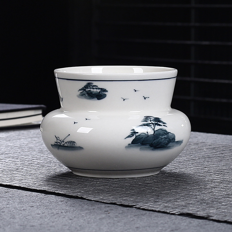 Màu xám thực vật tinh khiết vẽ tay tráng men màu cổ điển xây nước gốm sứ rửa trà cặn bể nước bộ trà gia dụng phụ kiện trà đạo