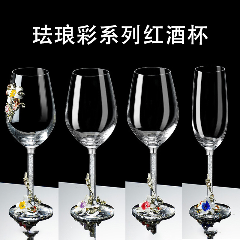 Phong cách châu Âu Iris Men rượu vang đỏ thủy tinh pha lê chân cao ly rượu vang kim cương trắng ly rượu sâm banh không chì bán buôn