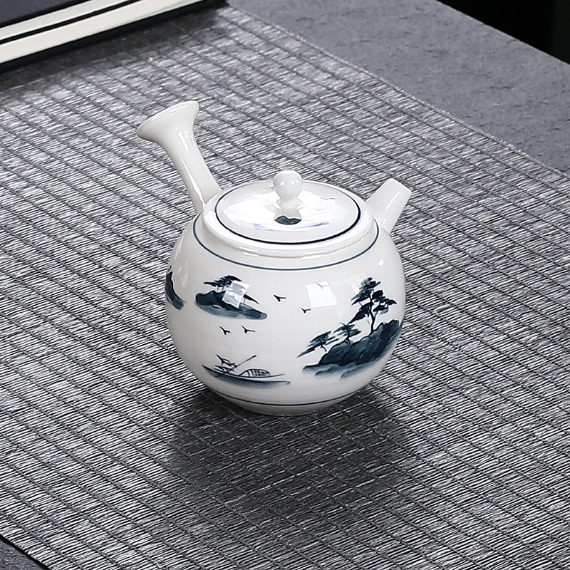 Ấm trà vẽ tay ấm trà màu xám thực vật và nước tráng men màu bên hông ấm trà lọc lỗ bóng gốm ấm pha trà giá trị cao