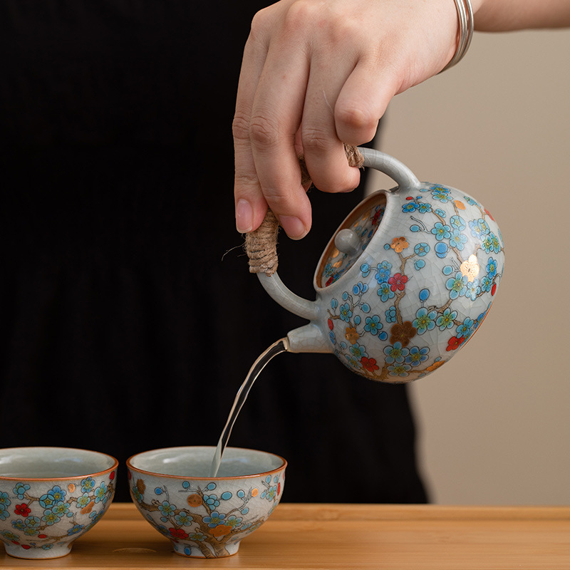 Bộ ấm trà Ru Kiln Văn hóa và Sáng tạo Jihuan Quà tặng du lịch di động dành cho các nhà lãnh đạo và người cao tuổi Công ty cao cấp Quà tặng doanh nghiệp Quà lưu niệm