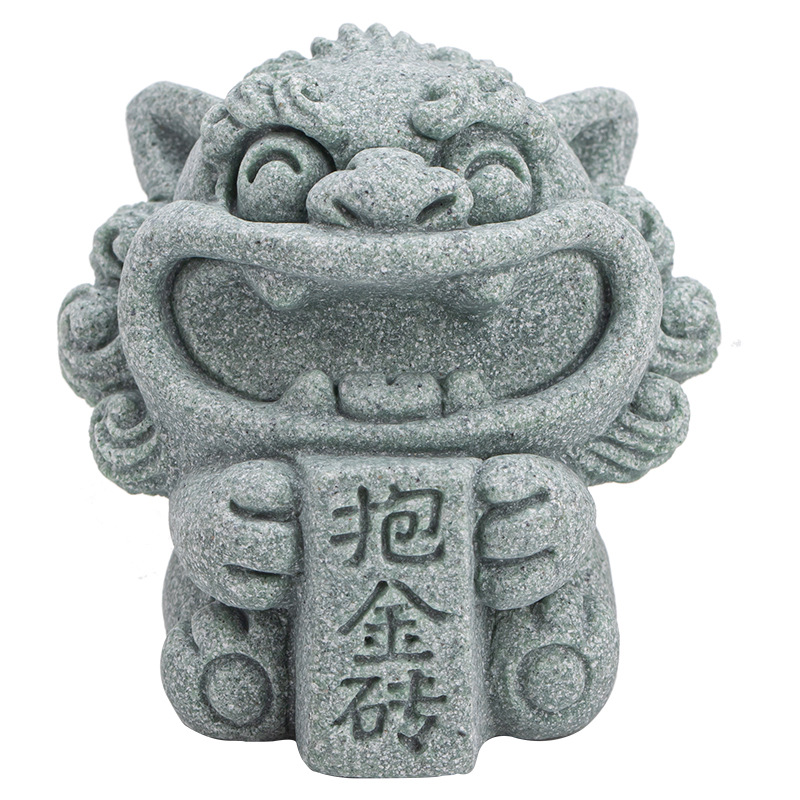 Đồ trang trí nhỏ trang trí mặt bàn văn phòng nhà sư tử sáng tạo phong cách cát đá xanh