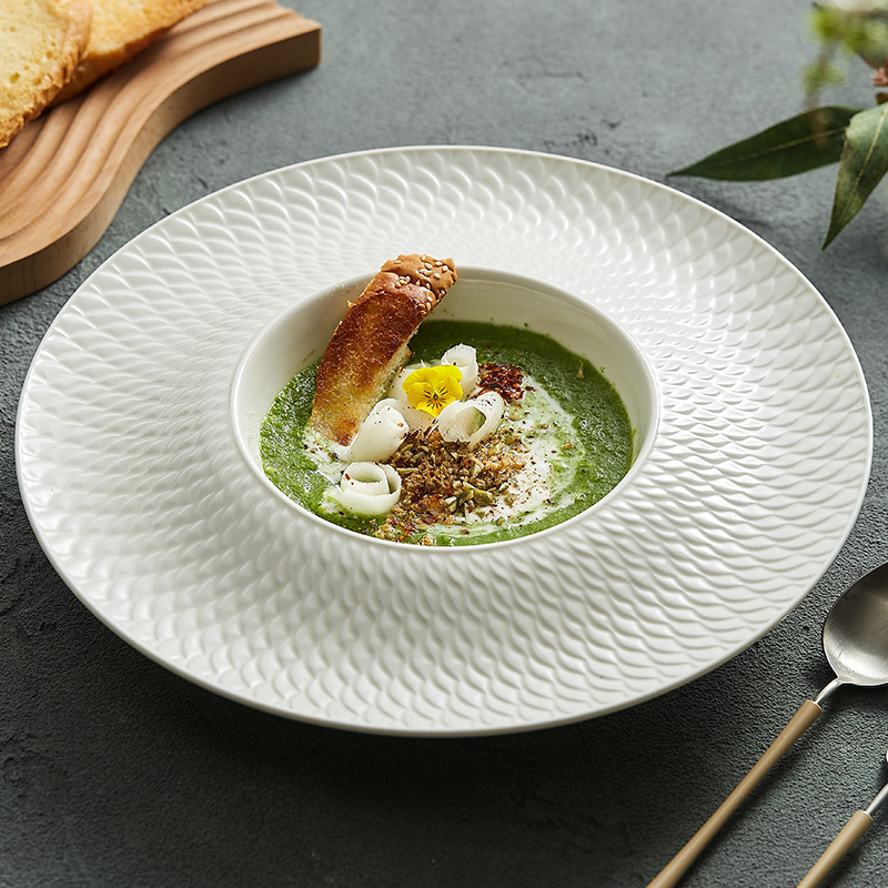 Đĩa gốm sứ Longfeng Chengxiang Đĩa thức ăn gia dụng Đĩa thức ăn phương Tây Đĩa mì Ý Đĩa mũ rơm Đĩa súp Bộ đồ ăn khách sạn cao cấp