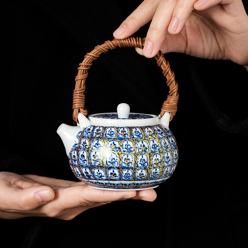 Ấm đun trà trong lò gốm sứ Ấm đun nước dung tích lớn gia dụng Ấm pha trà tráng men soda cao cấp kiểu Trung Quốc
