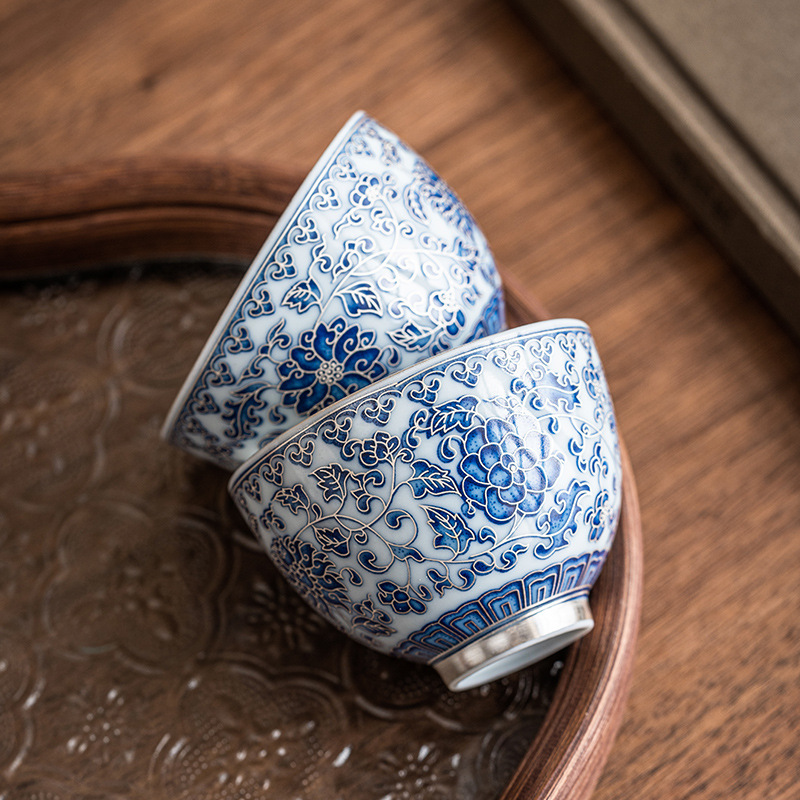 Cốc trà mạ bạc cốc chủ nhân cốc đơn dụng cụ trà gốm sứ cổ điển gia dụng cốc trà cốc Cá Nhân Nhỏ cốc trà