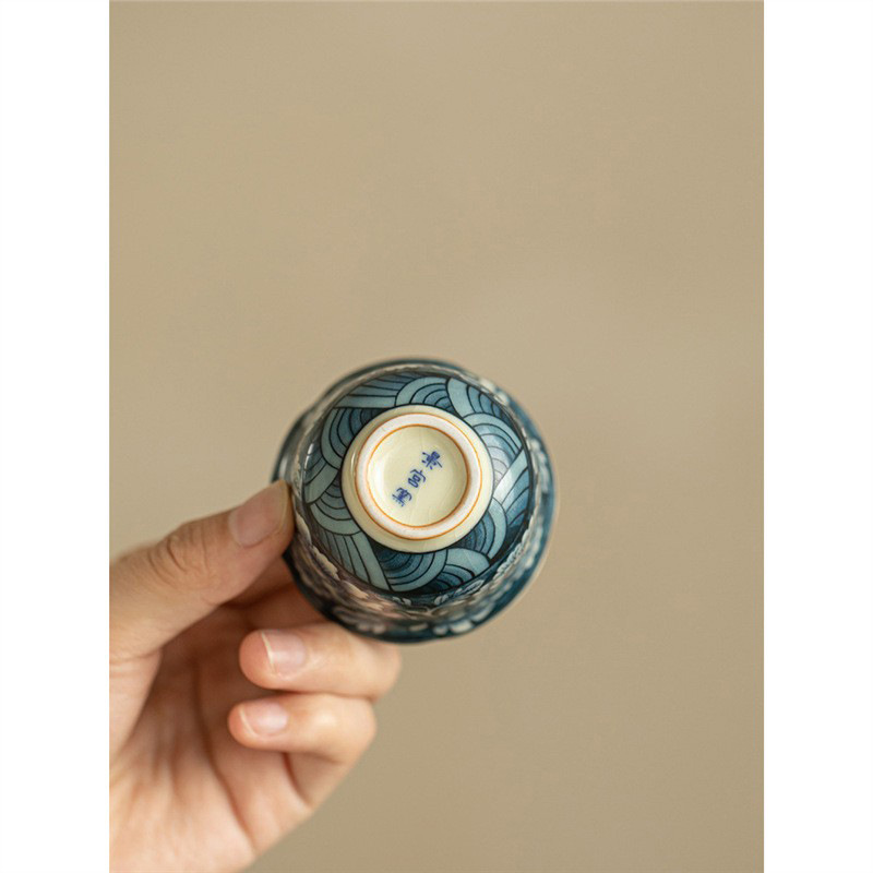 Cốc chủ nhân Ru Kiln Fanhua Cốc bộ trà Kung Fu Cốc trà gia dụng cao cấp đơn giản cổ điển có thể mở tách trà