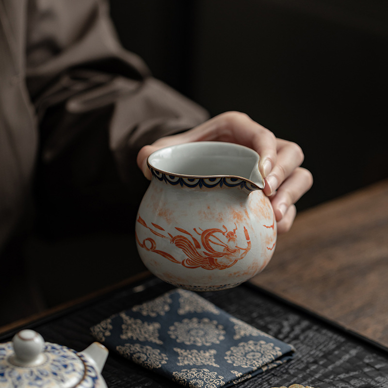 Cốc công cộng Đôn Hoàng Feitian mô phỏng trà gốm sứ Song Ru lò, dụng cụ chia trà gia dụng, dụng cụ pha trà, dụng cụ pha trà, dụng cụ pha trà Kung Fu, phụ kiện