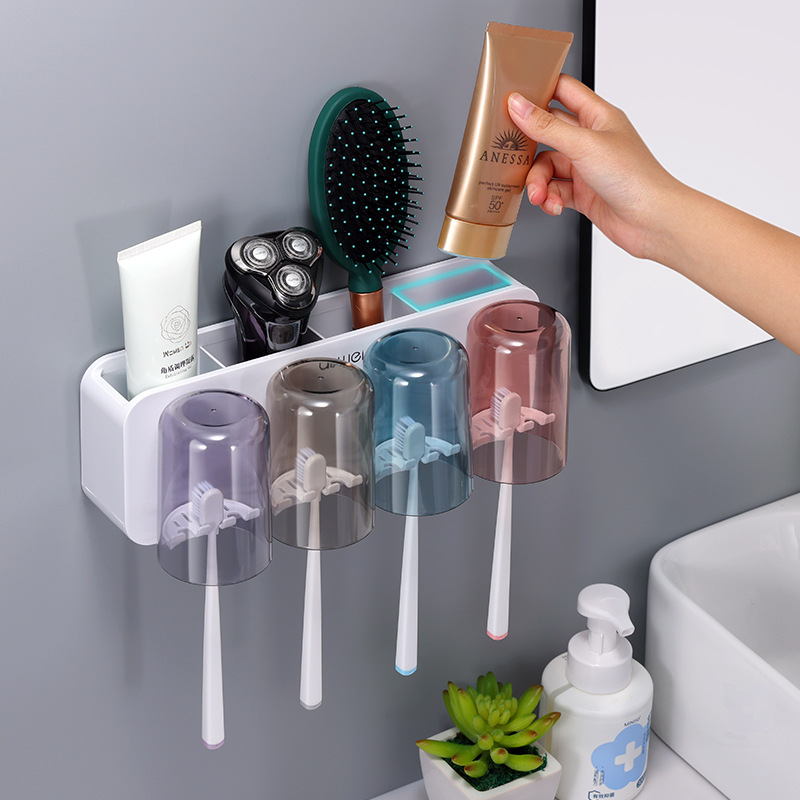 Giá để bàn chải đánh răng, Cốc đánh răng không đục lỗ, cốc nước súc miệng, giá treo tường, phòng tắm treo tường, Bộ Gia Đình Điện
